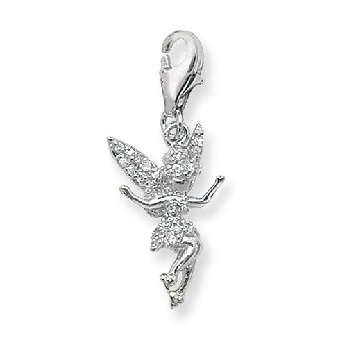 Silver Charm/Pendant Stone Set Tinkerbell with Lobster Clasp - E Bixby Jewellers