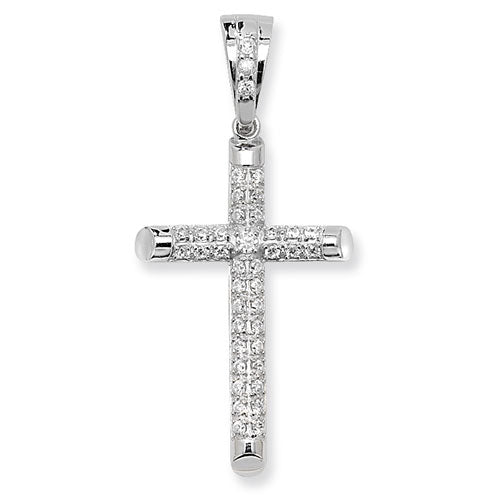 Silver Cubic Zirconia Stone Set Cross - E Bixby Jewellers