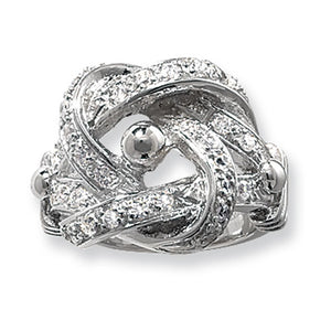 Silver Mens Cubic Zirconia Stone Set Knot Ring - E Bixby Jewellers