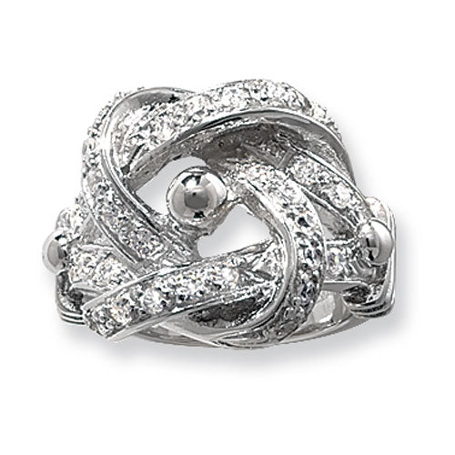 Silver Mens Cubic Zirconia Stone Set Knot Ring - E Bixby Jewellers