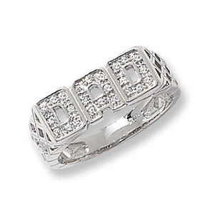 Silver Mens Cubic Zirconia Stone Set Dad Ring - E Bixby Jewellers