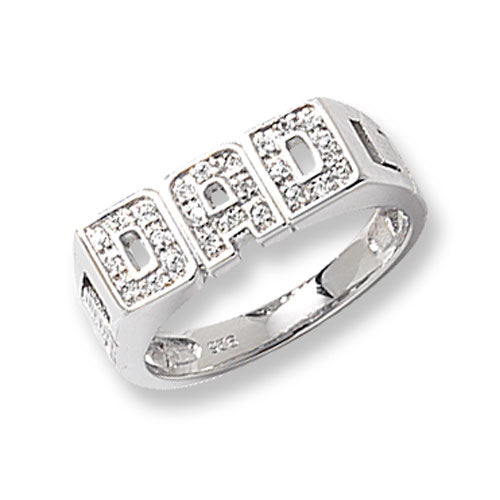 Silver Mens Cubic Zirconia Stone Set Dad Ring - E Bixby Jewellers