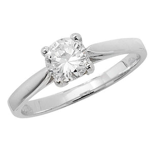Silver Ladies Solitaire CZ Ring - E Bixby Jewellers