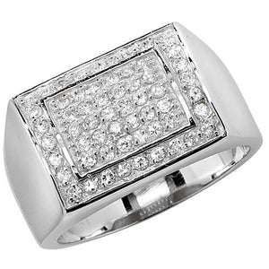Silver Mens Cubic Zirconia Stone Set Ring - E Bixby Jewellers