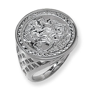 Silver Mens St George Ring - E Bixby Jewellers