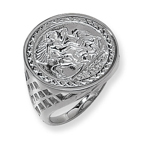 Silver Mens St George Ring - E Bixby Jewellers