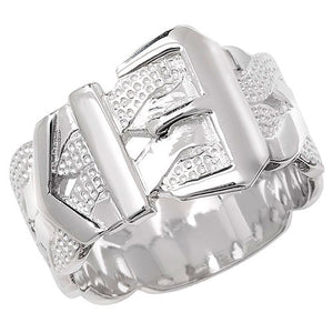 Silver Mens Fancy Style Buckle Ring - E Bixby Jewellers
