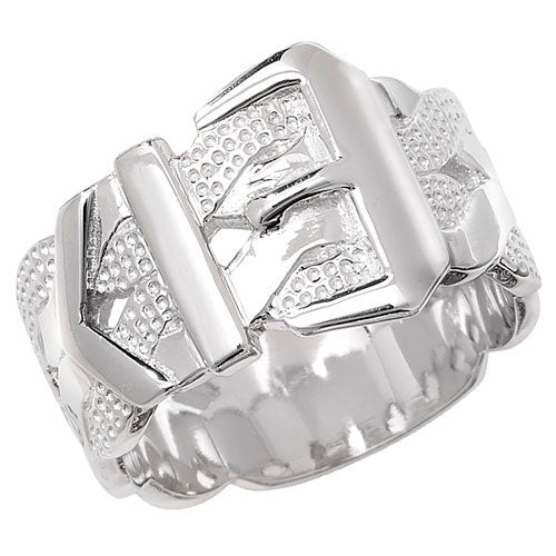 Silver Mens Fancy Style Buckle Ring - E Bixby Jewellers