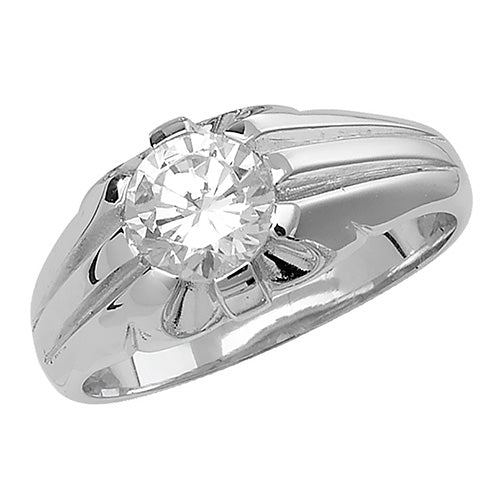 Silver Mens Single Stone Ring - E Bixby Jewellers