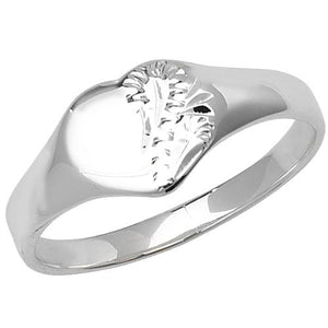 Silver Babies/Maidens 1/2 Engraved Heart Shape Ring - E Bixby Jewellers