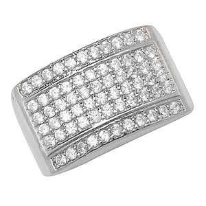 Silver Mens Cubic Zirconia Stone Set Ring - E Bixby Jewellers