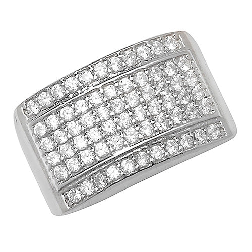 Silver Mens Cubic Zirconia Stone Set Ring - E Bixby Jewellers