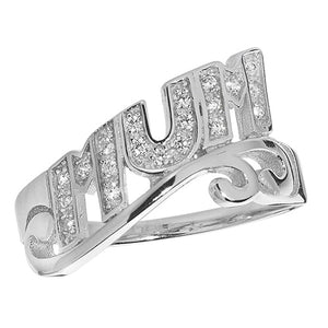 Silver Ladies CZ MUM Ring - E Bixby Jewellers