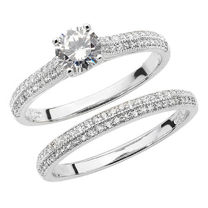 Silver Bridal CZ Set Band & Ring - E Bixby Jewellers