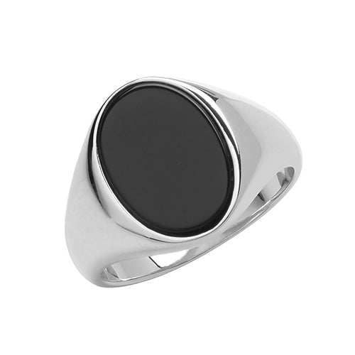 Silver Gents Plain Side Onxy Ring - E Bixby Jewellers