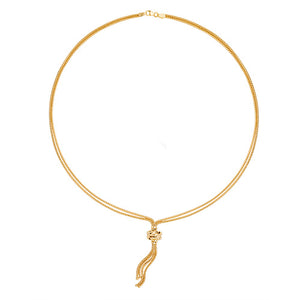 9ct Yellow Gold Ladies 18+2 inch Tassel & Knot Necklet - E Bixby Jewellers