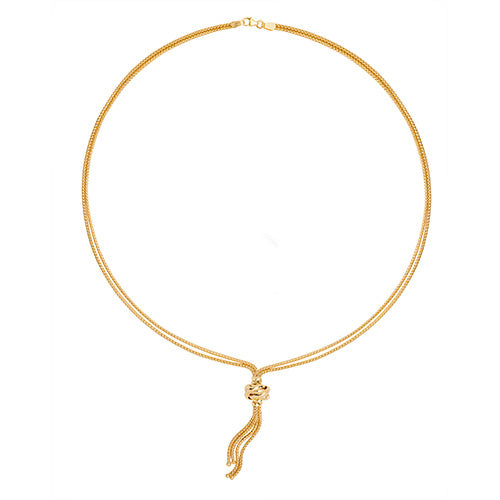 9ct Yellow Gold Ladies 18+2 inch Tassel & Knot Necklet - E Bixby Jewellers