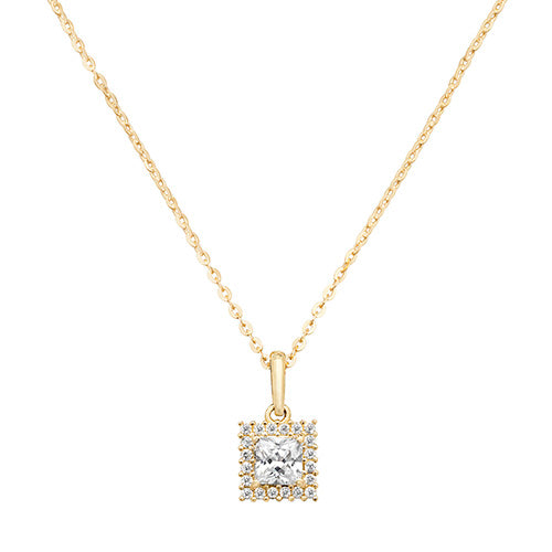 9ct Yellow Gold Ladies CZ Pendant on Chain - E Bixby Jewellers