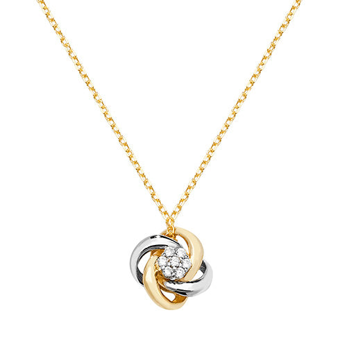 9ct Yellow & White Gold Ladies CZ Pendant with Chain - E Bixby Jewellers