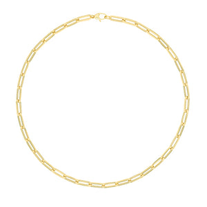 9ct Yellow Gold Ladies 18 Inch Paperclip Necklet - E Bixby Jewellers