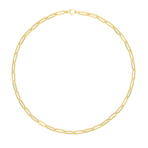9ct Yellow Gold Ladies 18 Inch Paperclip Necklet - E Bixby Jewellers