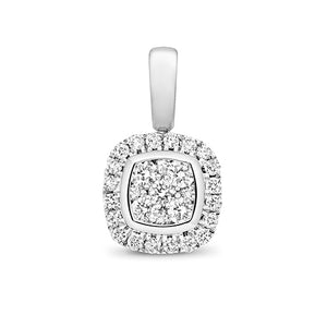 9ct White Gold Diamond Cluster Cushion Pendant - E Bixby Jewellers