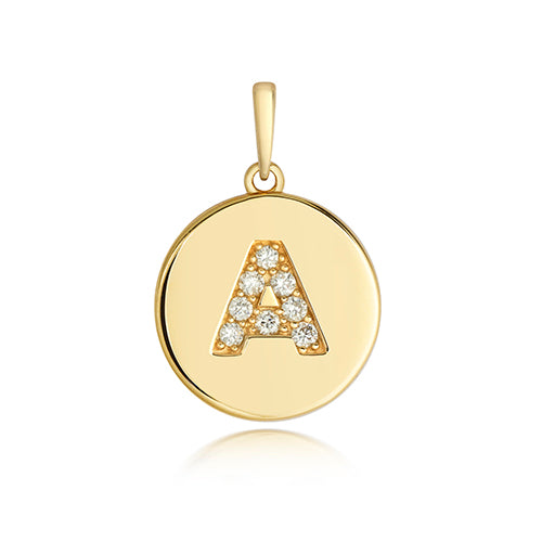 9ct Yellow Gold Diamond Initial Pendant - E Bixby Jewellers