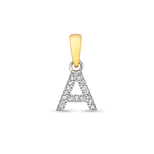 9ct Yellow Gold Diamond Initial Pendant - E Bixby Jewellers
