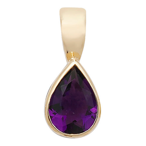 9ct Yellow Gold Amethyst Rubover Pendant - E Bixby Jewellers