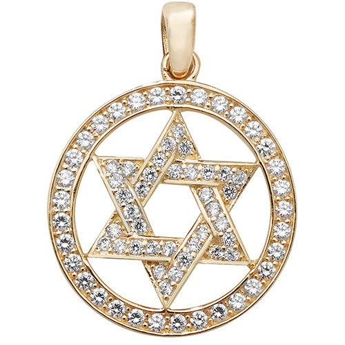 9ct Yellow Gold Star Of David Pendant - E Bixby Jewellers