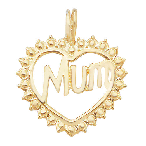 9ct Yellow Gold Heart Mum Pendant - E Bixby Jewellers