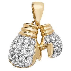 9ct Yellow Gold Double Boxing Glove Pendant - E Bixby Jewellers