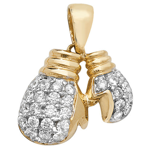 9ct Yellow Gold Double Boxing Glove Pendant - E Bixby Jewellers