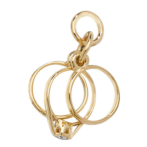 9ct Yellow Gold Three Ring Charm/Pendant - E Bixby Jewellers