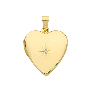 9ct Yellow Gold Heart Shape Diamond Set Locket - E Bixby Jewellers