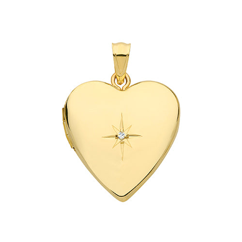 9ct Yellow Gold Heart Shape Diamond Set Locket - E Bixby Jewellers