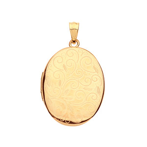 9ct Yellow Gold Oval Engraved Locket - E Bixby Jewellers