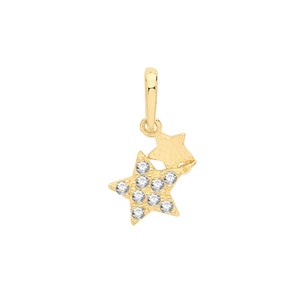9ct Yellow Gold Double Star Charm/Pendant - E Bixby Jewellers