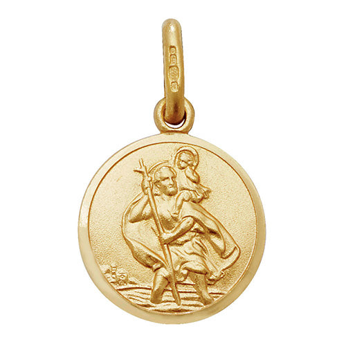 9ct Yellow Gold Round St Christopher Pendant - E Bixby Jewellers