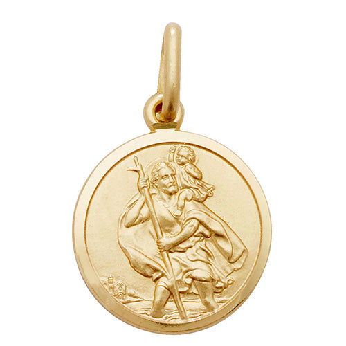 9ct Yellow Gold Round St Christopher Pendant - E Bixby Jewellers