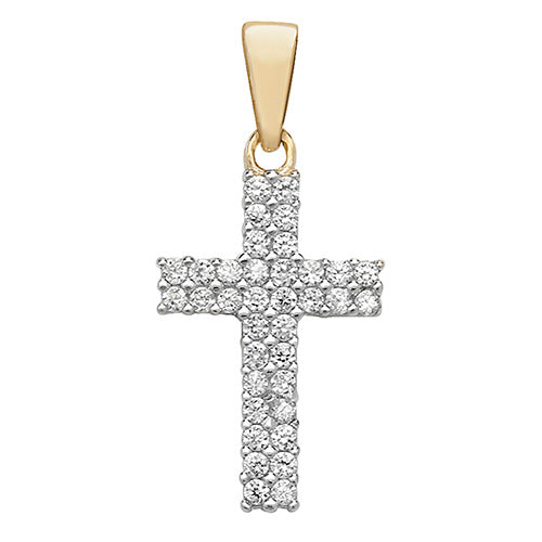 9ct Yellow Gold Cz Cross - E Bixby Jewellers