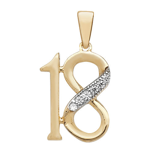 9ct Yellow Gold 18 Pendant - E Bixby Jewellers