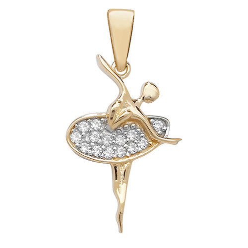 9ct Yellow Gold Stone Set Ballerina Charm/Pendant - E Bixby Jewellers