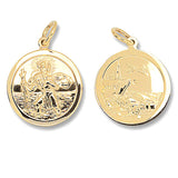 9ct Yellow Gold Round Double Sided St. Christopher Pendant - E Bixby Jewellers