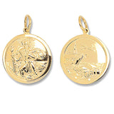 9ct Yellow Gold Round Double Sided St. Christopher Pendant - E Bixby Jewellers