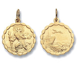 9ct Yellow Gold Round Double Sided St Christopher Pendant - E Bixby Jewellers