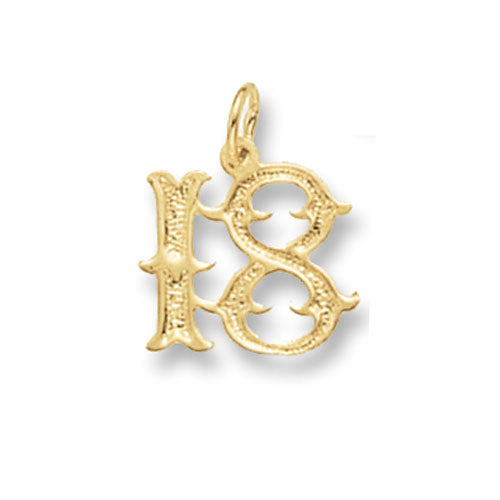 9ct Yellow Gold 18 Pendant - E Bixby Jewellers