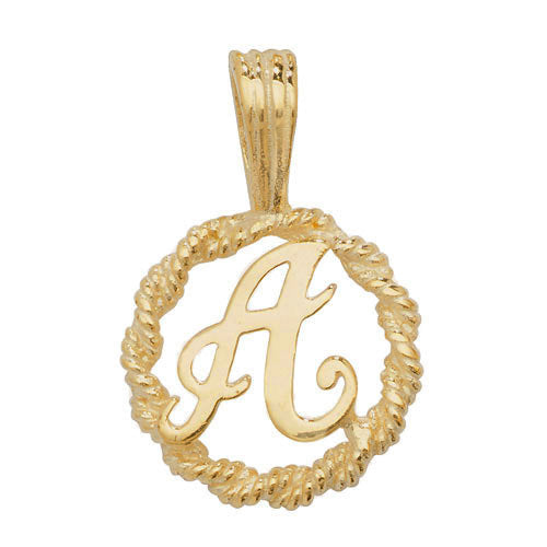 9ct Yellow Gold Rope Initial Pendant - E Bixby Jewellers