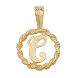 9ct Yellow Gold Rope Initial Pendant - E Bixby Jewellers