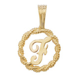 9ct Yellow Gold Rope Initial Pendant - E Bixby Jewellers